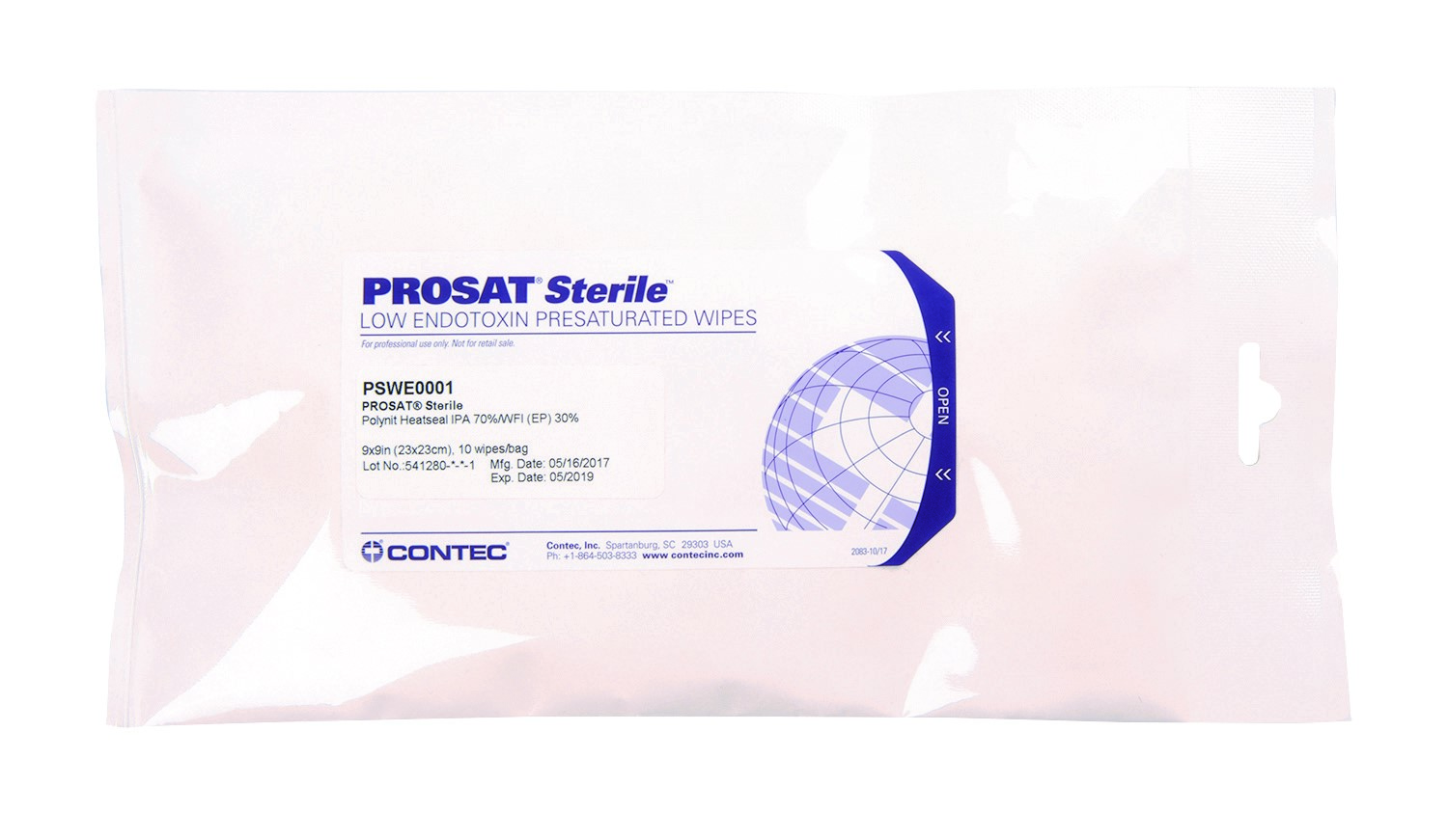 Polynit Heatseal LE Wipe Presat. 70% IPA, 30% WFI, 9" x 9", Sterile, Presaturated Polyester Wipers