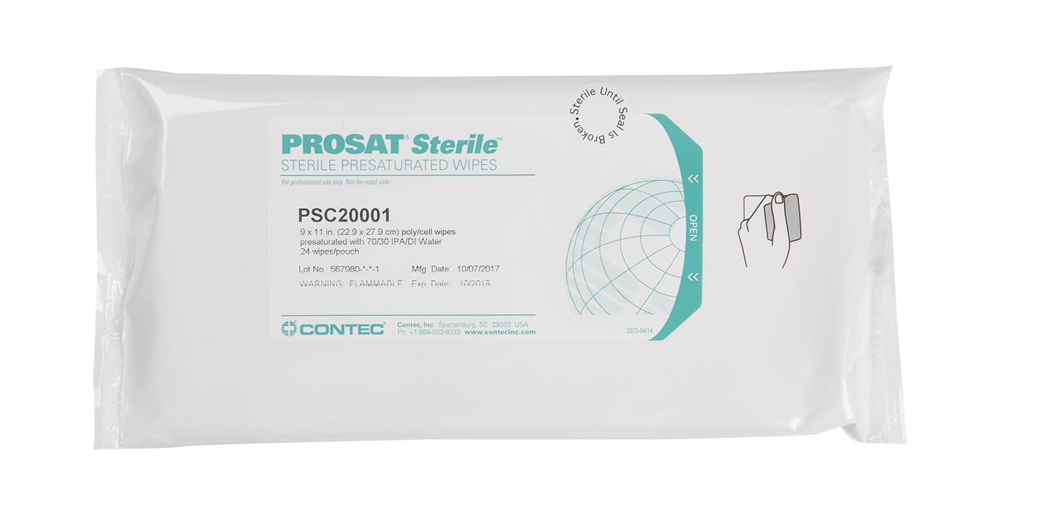 PROSAT Wipe, Presat. 70% IPA, 30% DI Water, 9" x 11", Sterile, Presaturated Polycell Wipers