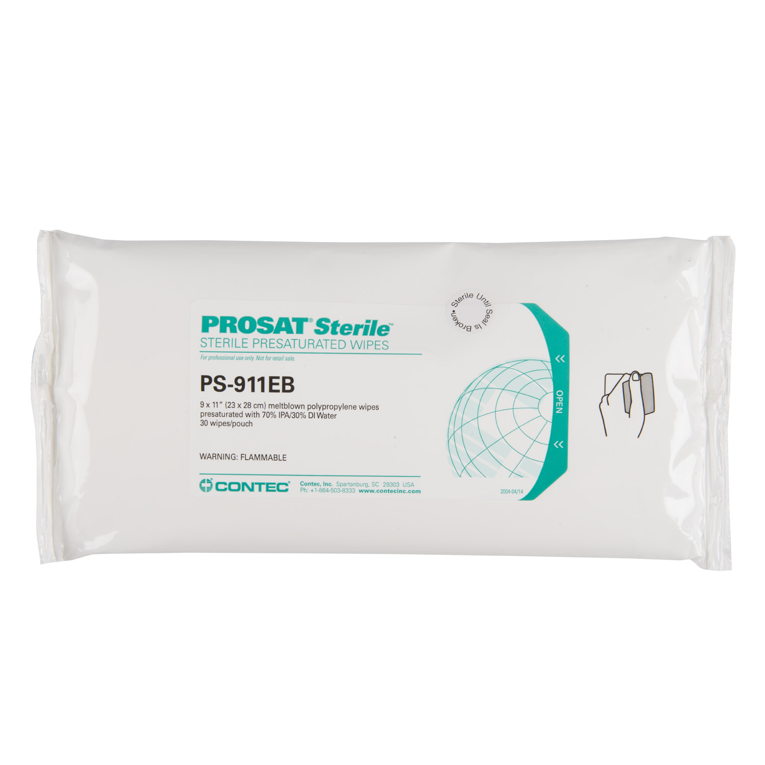 PROSAT Wipe, Presat. 70% IPA, 30% DI Water, 9" x 11", Sterile, Presaturated Polypro Wipers